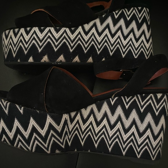 Castaner X Missoni Leather Jute Chevron Designer Platform Ankle Strap Sandals 39 - Picture 3 of 10